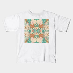 Abstract Tropical Plants in Turquoise and Pastels / Mirrored Kids T-Shirt